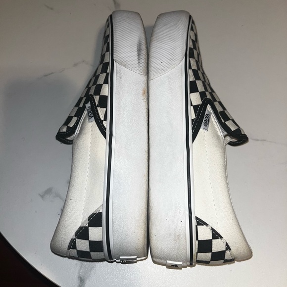 White & Black Checkered Slip on Vans - Picture 4 of 7
